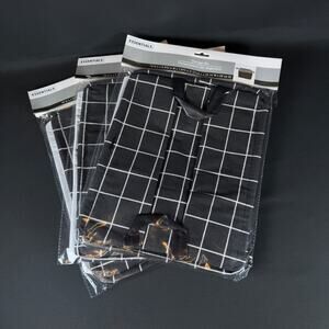 3x CLOSET ESSENTIALS BLACK WHITE FLANNEL Storage Bin 12"x9.3"x7.8"